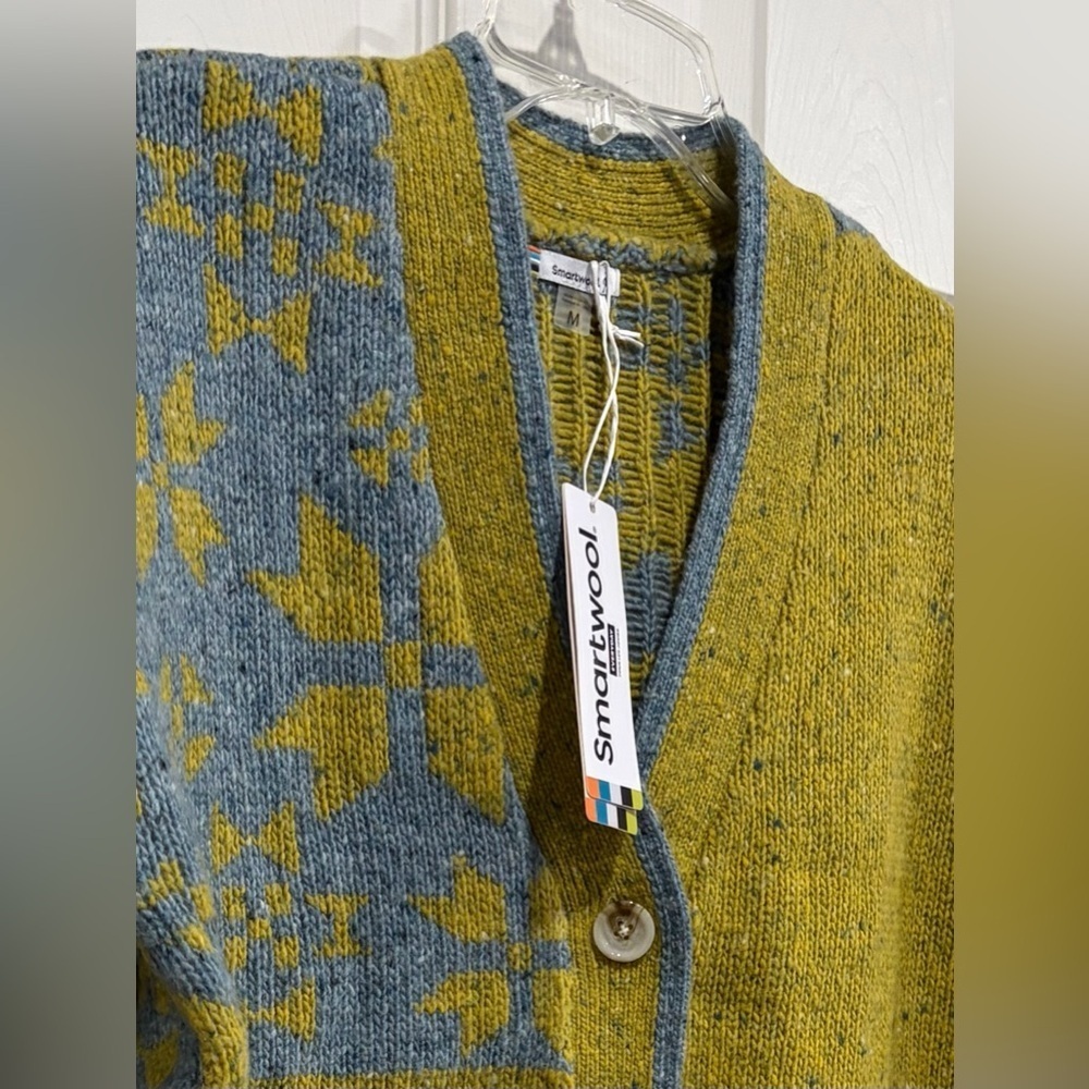 SmartWool Women's Medium Cozy Lodge Fair Isle Cardigan Sweater Merino Wool NWT - Picture 2 of 6